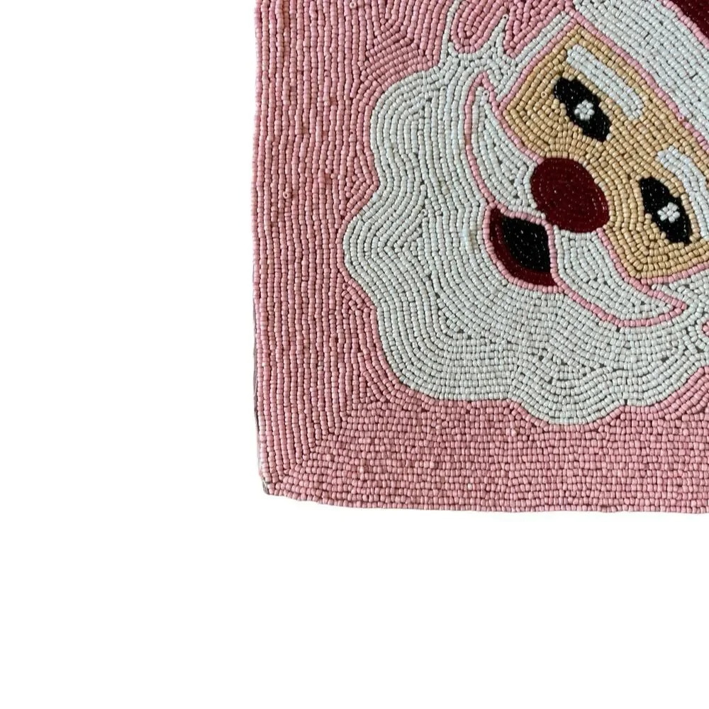 Tiramisu Pinkmas Santa Beaded Placemat 16x12 Christmas Holiday NEW